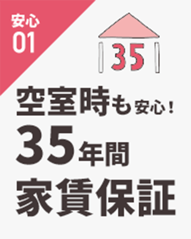安心01 空室時も安心！ ３５年間家賃保証