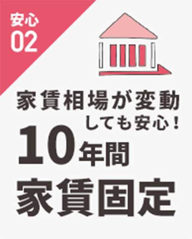 安心02 家賃相場が変動しても安心！ １０年間家賃固定